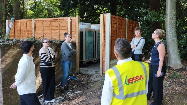Team Salix takes a look at the air source heat pumps at Rocks Park